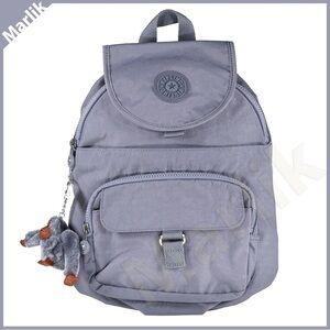 Kipling Queenie Nylon Backpack, Hazy Grey, KI0187, w Monkey Keychain, NEW